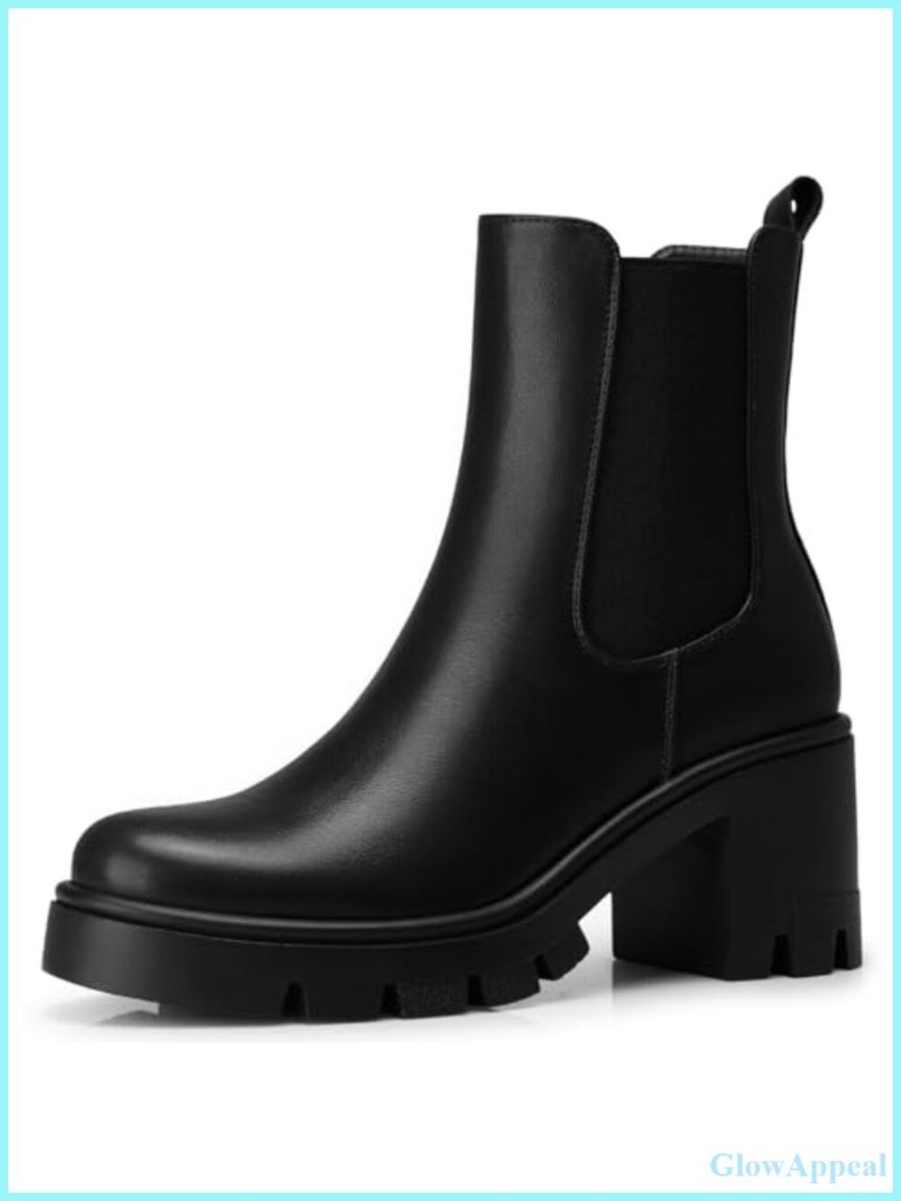 Women Chelsea Ankle Boots 2.9 Inch Platform Comfort PU Leather Side Zip